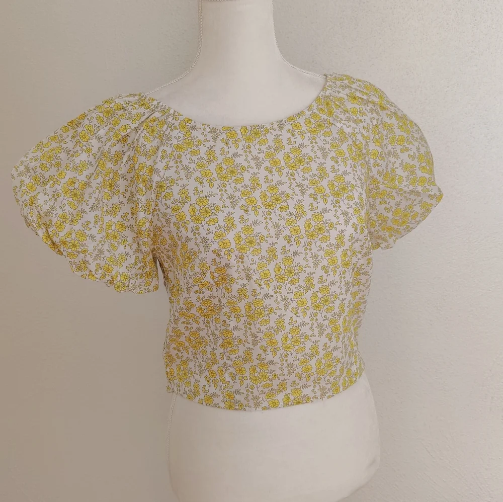 J.Crew Fitted Puff-Sleeve Top In Liberty Chapel Fabric